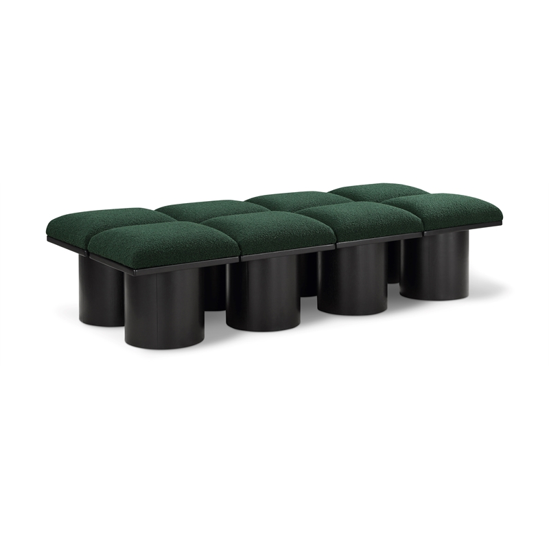 Meridian Furniture Pavilion Green Boucle Fabric Bench