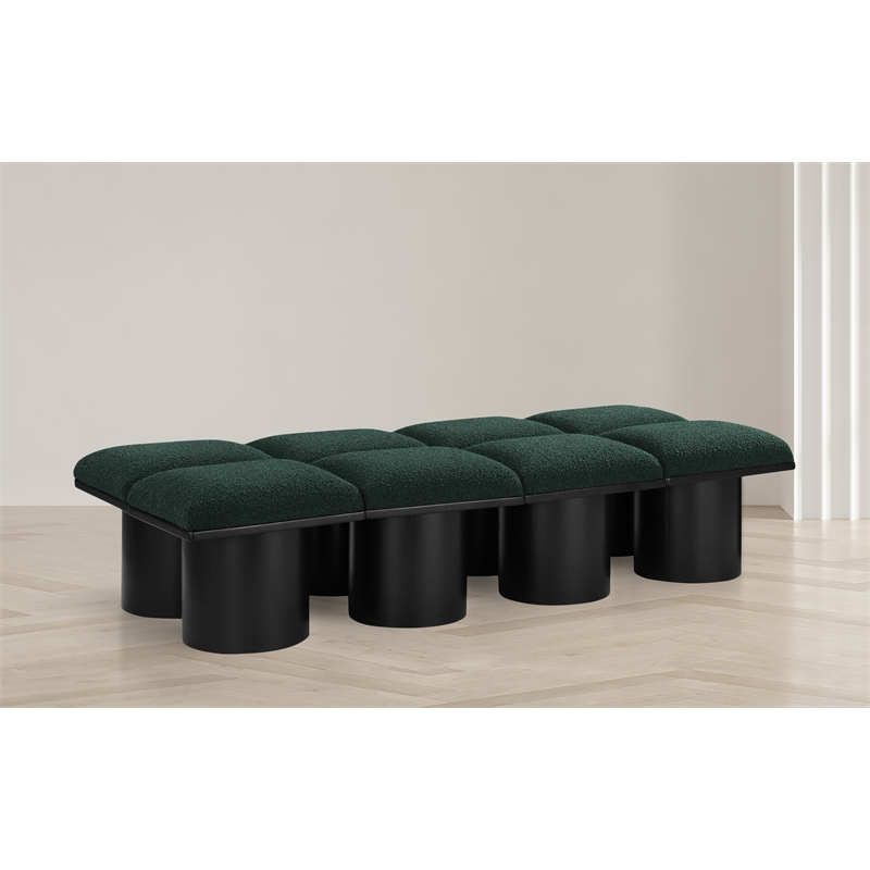 Meridian Furniture Pavilion Green Boucle Fabric Bench