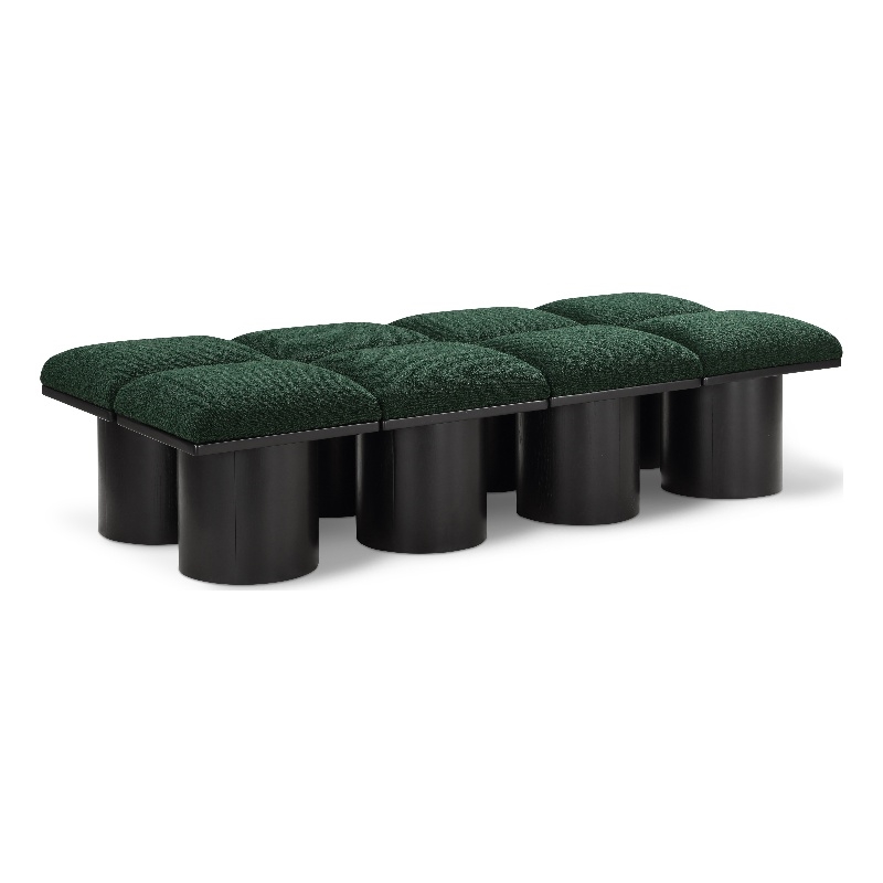 Meridian Furniture Pavilion Green Boucle Fabric Bench