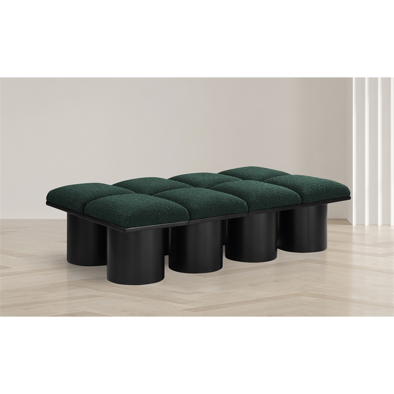 Meridian Furniture Pavilion Green Boucle Fabric Bench