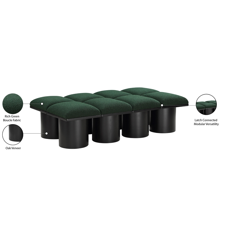 Meridian Furniture Pavilion Green Boucle Fabric Bench