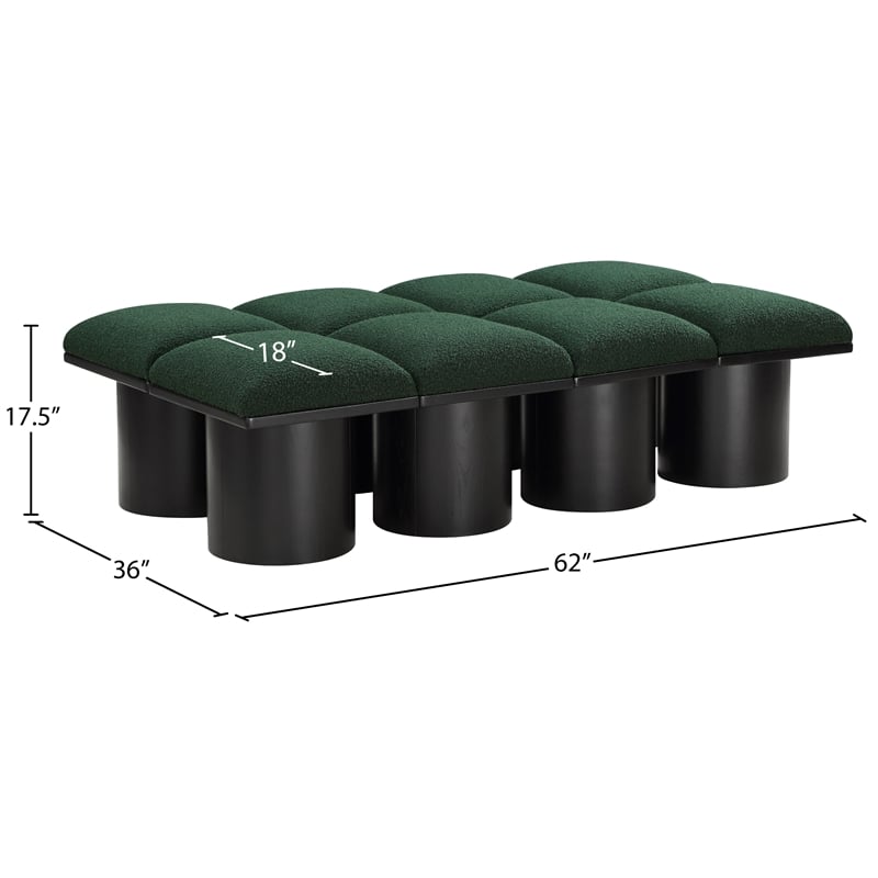 Meridian Furniture Pavilion Green Boucle Fabric Bench