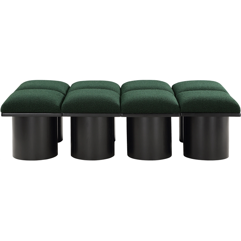 Meridian Furniture Pavilion Green Boucle Fabric Bench