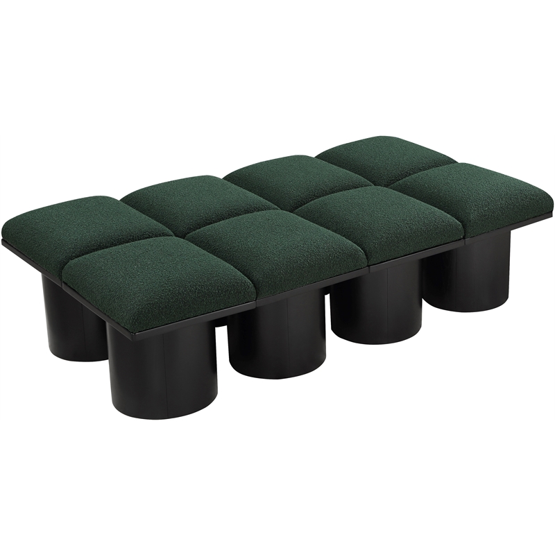 Meridian Furniture Pavilion Green Boucle Fabric Bench
