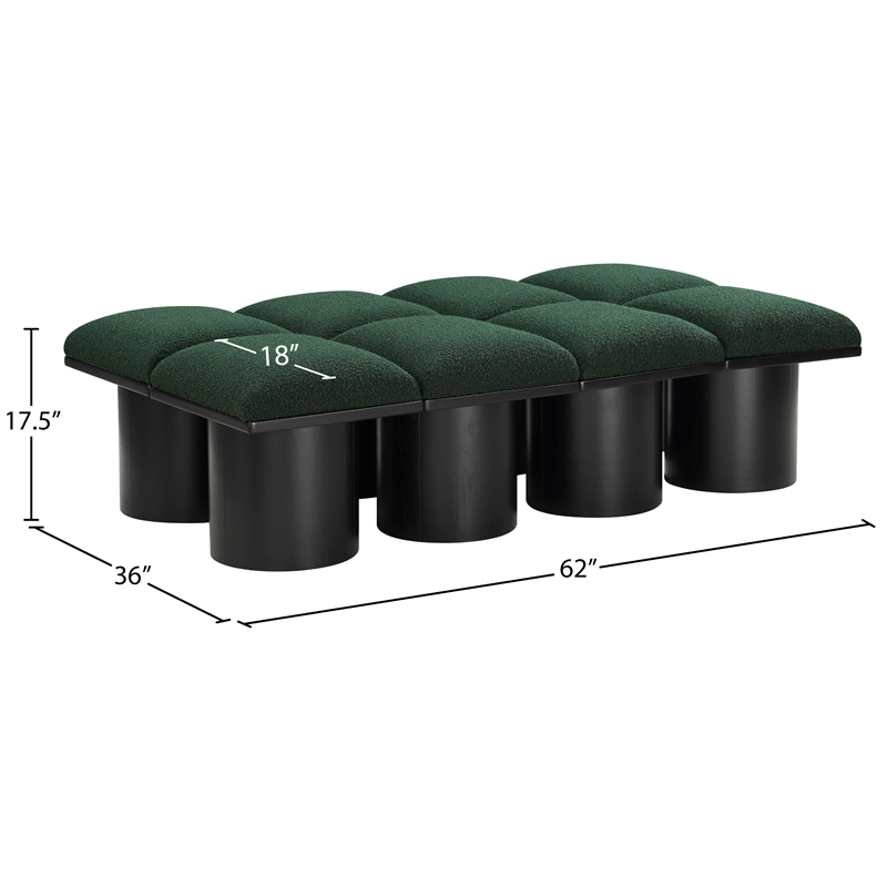 Meridian Furniture Pavilion Green Boucle Fabric Bench