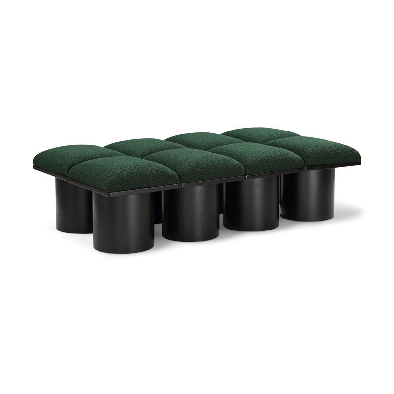 Meridian Furniture Pavilion Green Boucle Fabric Bench