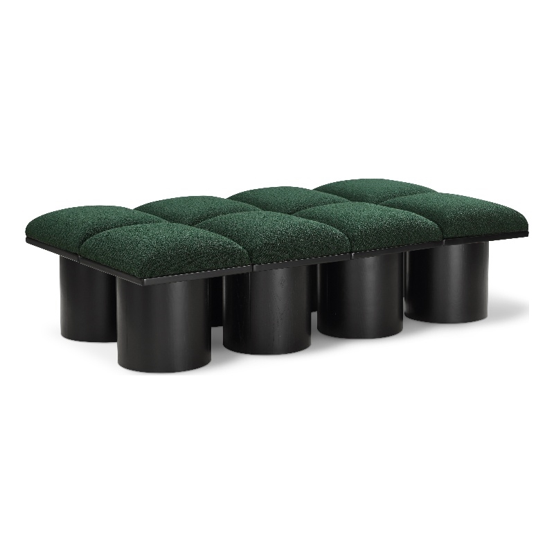Meridian Furniture Pavilion Green Boucle Fabric Bench