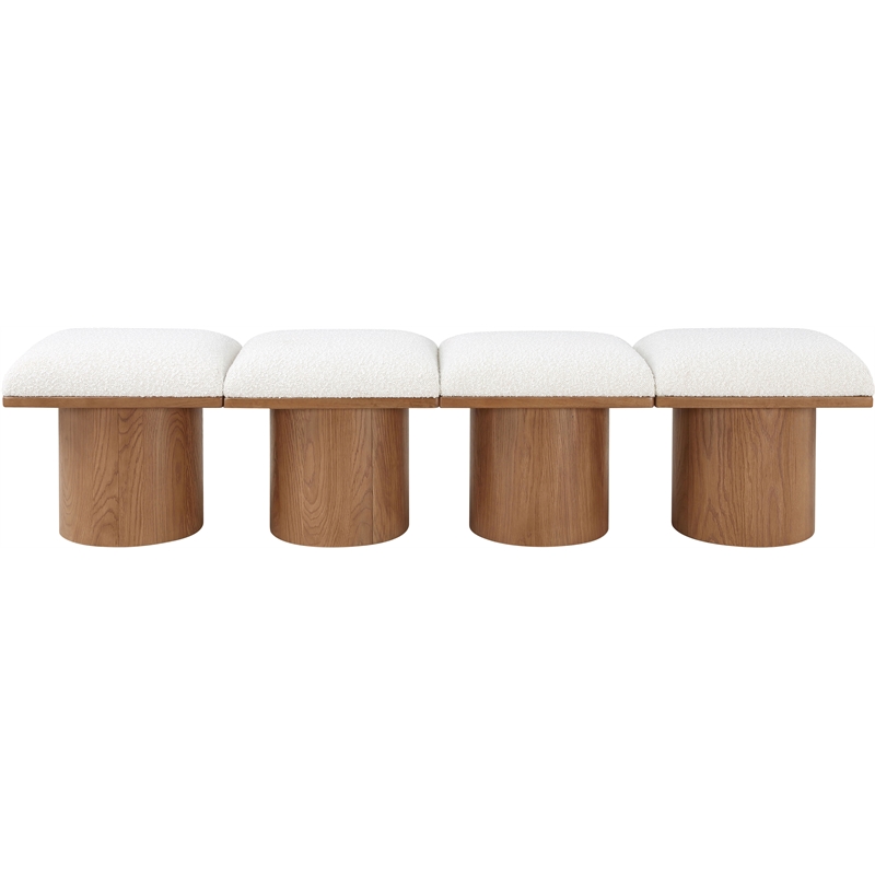Meridian Furniture Pavilion Cream Boucle Fabric Bench