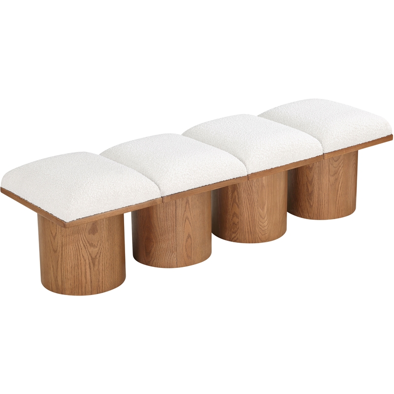 Meridian Furniture Pavilion Cream Boucle Fabric Bench
