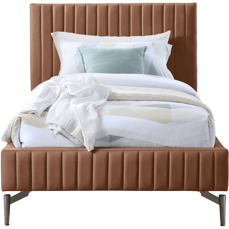 Meridian Furniture Gallo Cognac Vegan Leather Twin Bed