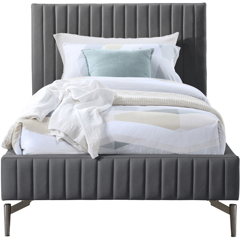 Meridian Furniture Gallo Dark Grey Vegan Leather Twin Bed
