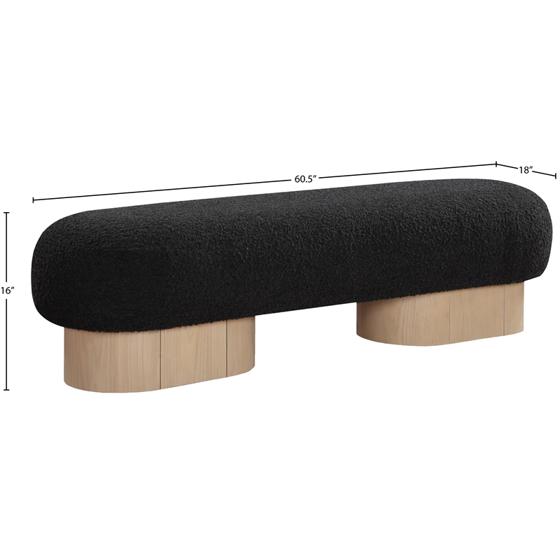 Meridian Furniture Robertson Black Boucle Fabric Bench