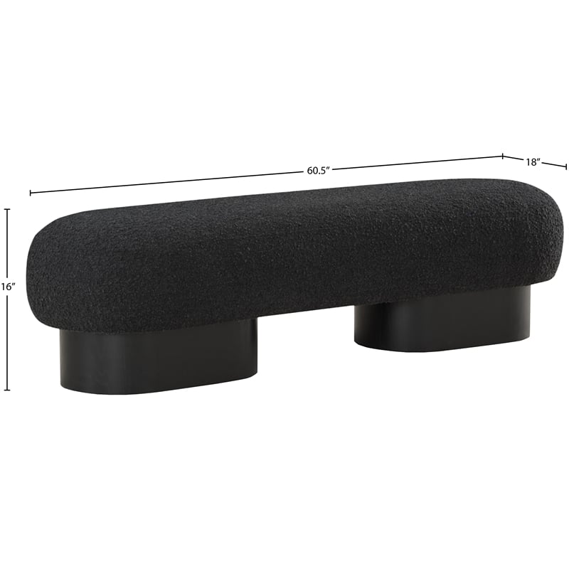Meridian Furniture Robertson Black Boucle Fabric Bench