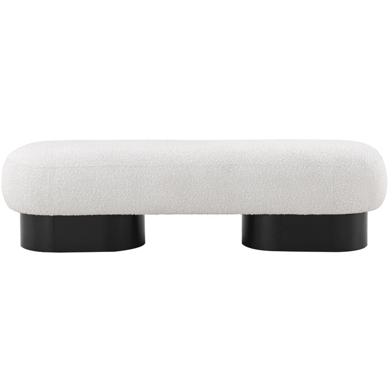 Meridian Furniture Robertson Cream Boucle Fabric Bench