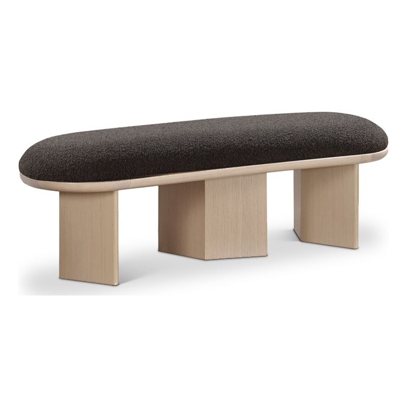 Meridian Furniture Wilshire Brown Boucle Fabric Bench