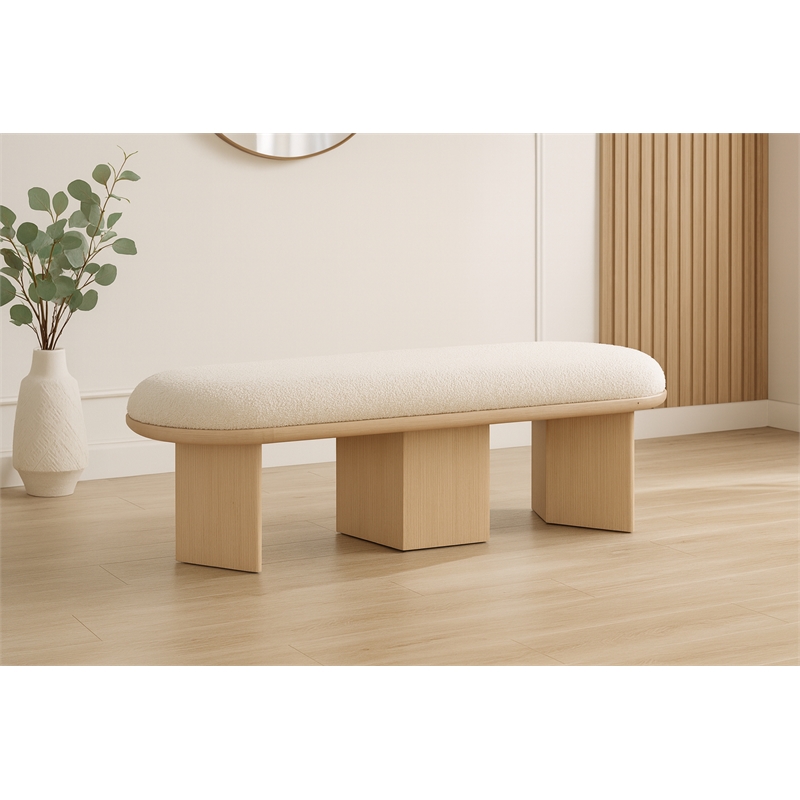Meridian Furniture Wilshire Cream Boucle Fabric Bench