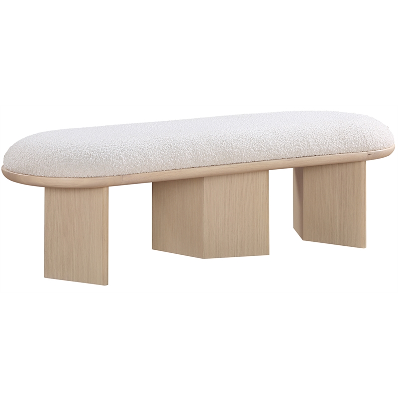 Meridian Furniture Wilshire Cream Boucle Fabric Bench