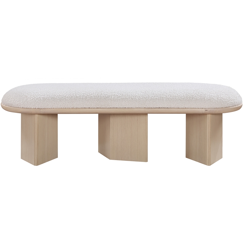 Meridian Furniture Wilshire Cream Boucle Fabric Bench