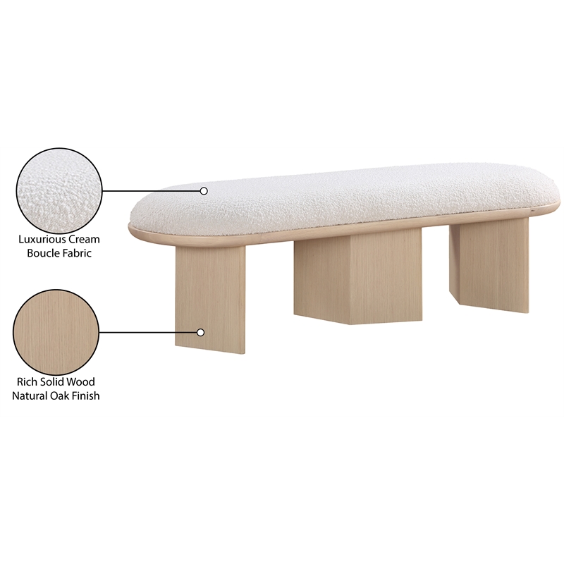 Meridian Furniture Wilshire Cream Boucle Fabric Bench