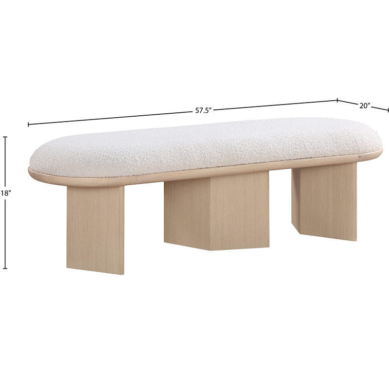 Meridian Furniture Wilshire Cream Boucle Fabric Bench