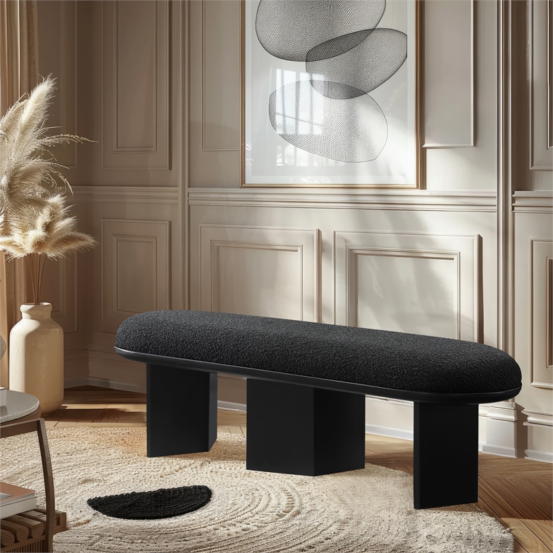 Meridian Furniture Wilshire Black Boucle Fabric Bench