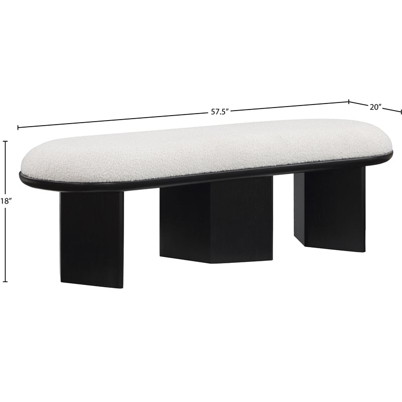 Meridian Furniture Wilshire Cream Boucle Fabric Bench