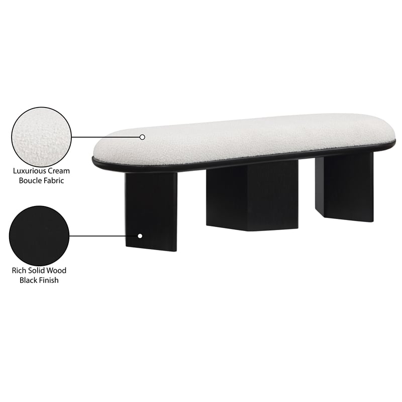 Meridian Furniture Wilshire Cream Boucle Fabric Bench