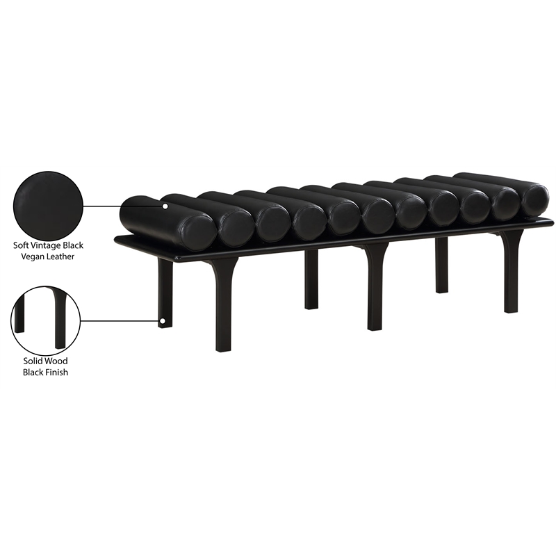 Meridian Furniture Landon Black Vegan Leather Bench