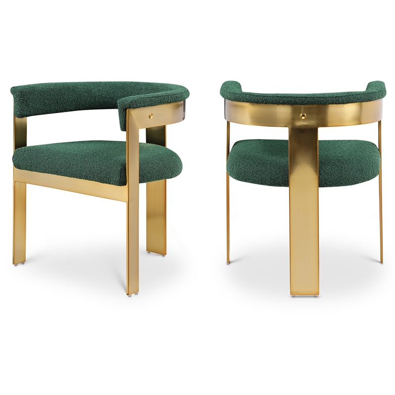 Meridian Furniture Romeo Green Boucle Fabric Dining Chair (Set of 2)
