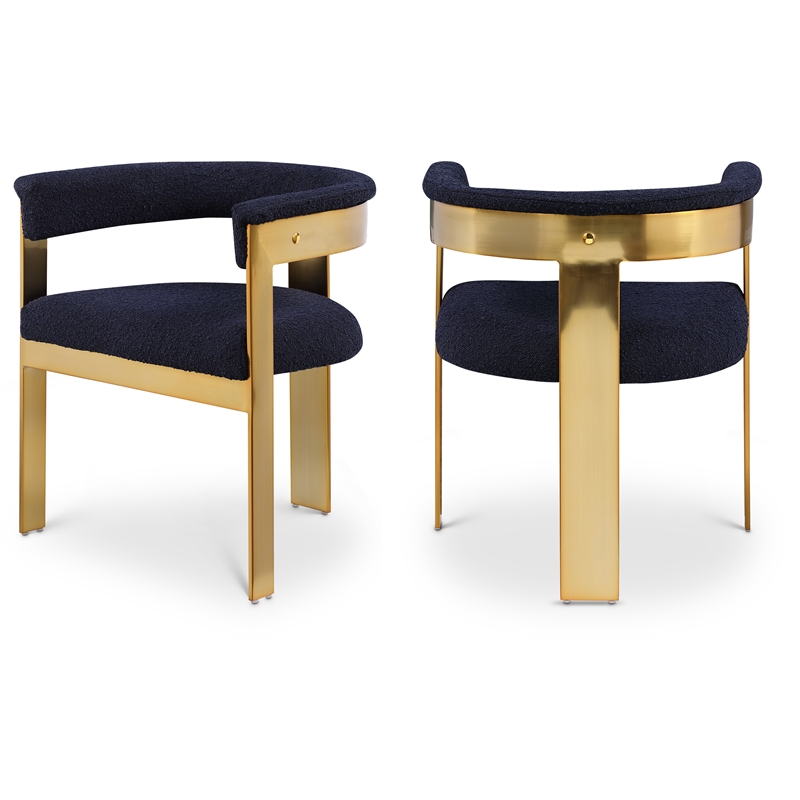 Meridian Furniture Romeo Navy Boucle Fabric Dining Chair (Set of 2)
