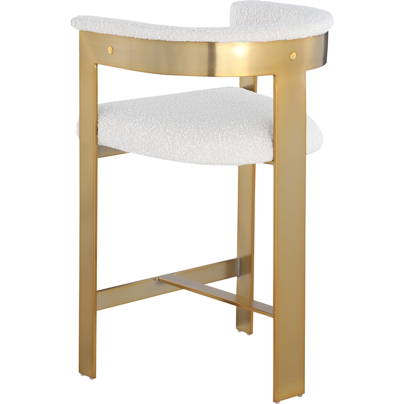 Meridian Furniture Romeo Cream Boucle Fabric Counter Stool (Set of 2)
