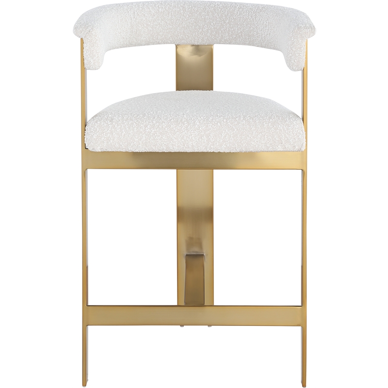 Meridian Furniture Romeo Cream Boucle Fabric Counter Stool (Set of 2)