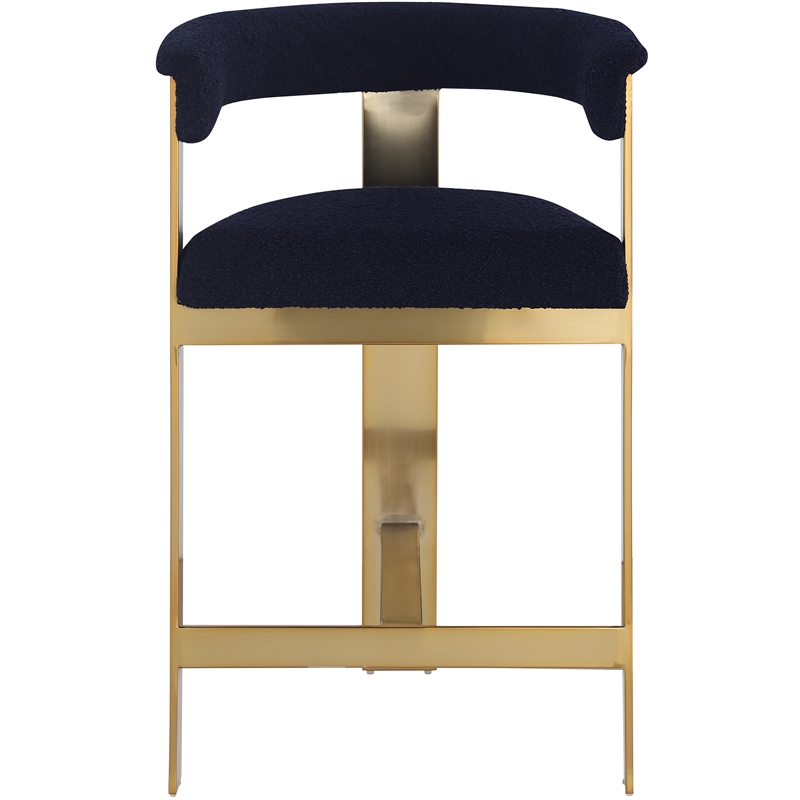 Meridian Furniture Romeo Navy Boucle Fabric Counter Stool (Set of 2)