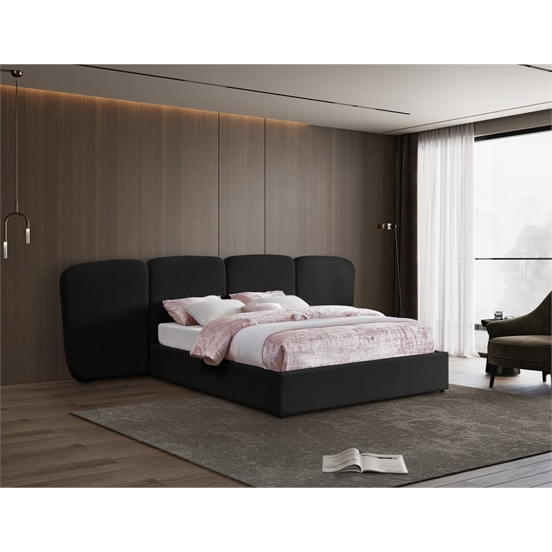Meridian Furniture Shiloh Black Boucle Fabric King Bed