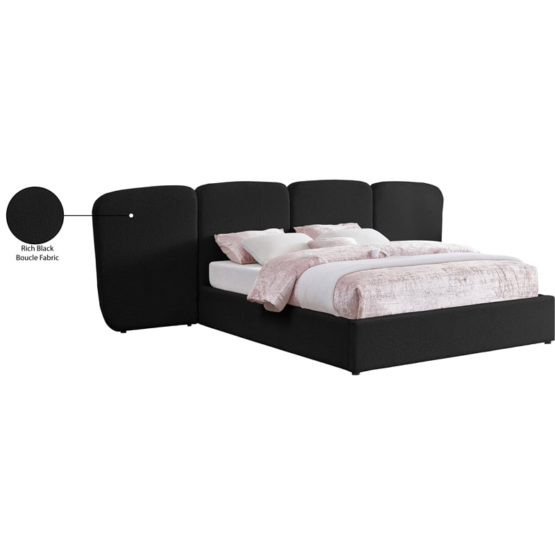 Meridian Furniture Shiloh Black Boucle Fabric King Bed