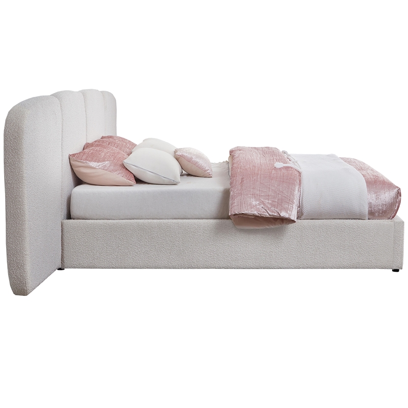 Meridian Furniture Shiloh Cream Boucle Fabric King Bed