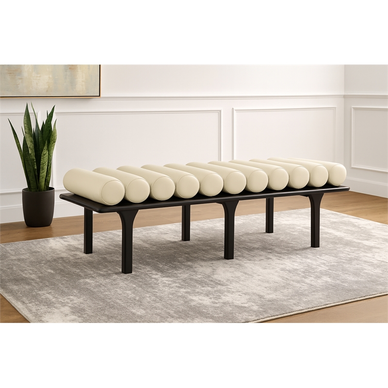 Meridian Furniture Landon Cream Vegan Leather Bench