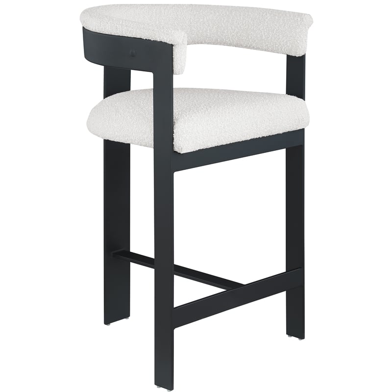 Meridian Furniture Romeo Cream Boucle Fabric Counter Stool (Set of 2)