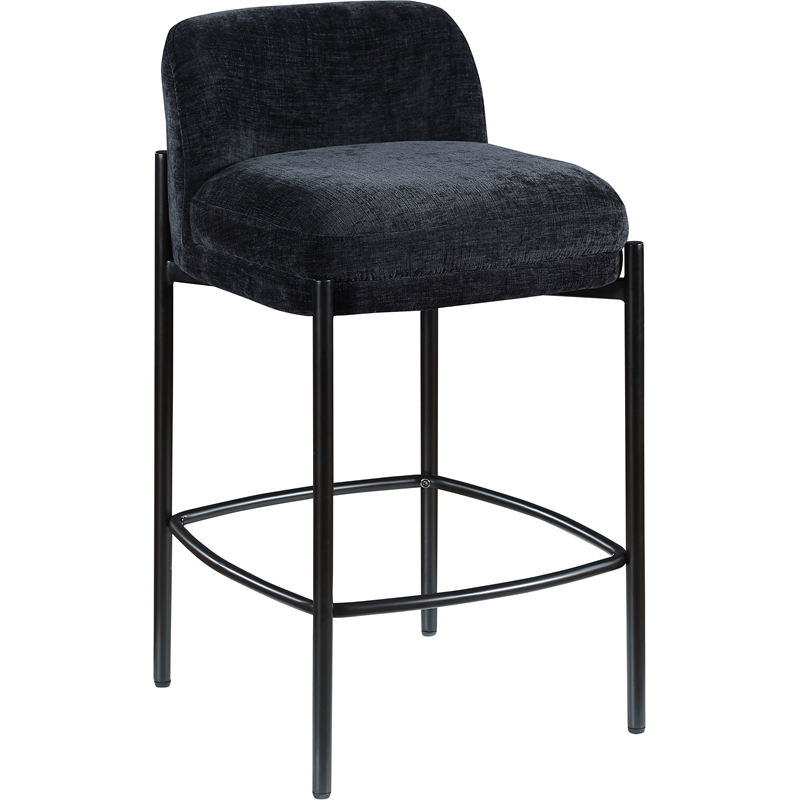 Meridian Furniture Burton Black Chenille Fabric Stool (Set of 2)