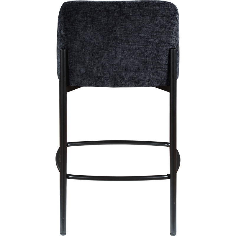 Meridian Furniture Burton Black Chenille Fabric Stool (Set of 2)