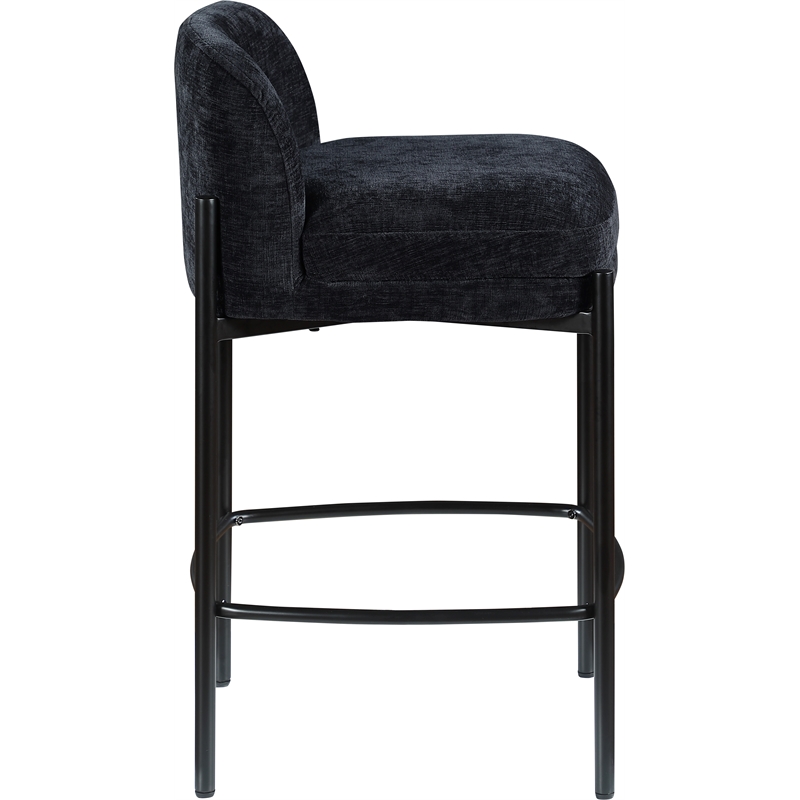 Meridian Furniture Burton Black Chenille Fabric Stool (Set of 2)