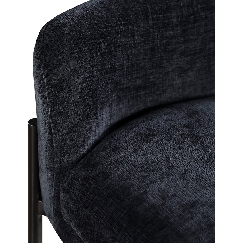 Meridian Furniture Burton Black Chenille Fabric Stool (Set of 2)