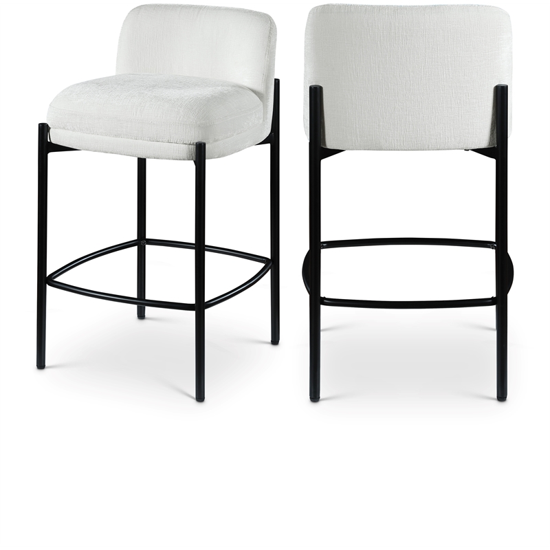 Meridian Furniture Burton Cream Chenille Fabric Stool (Set of 2)