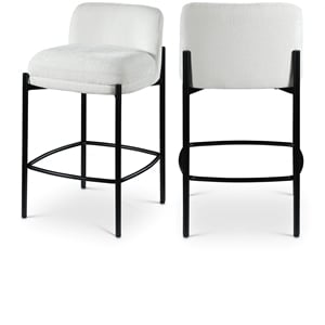 Meridian Furniture Burton Cream Chenille Fabric Stool (Set of 2)