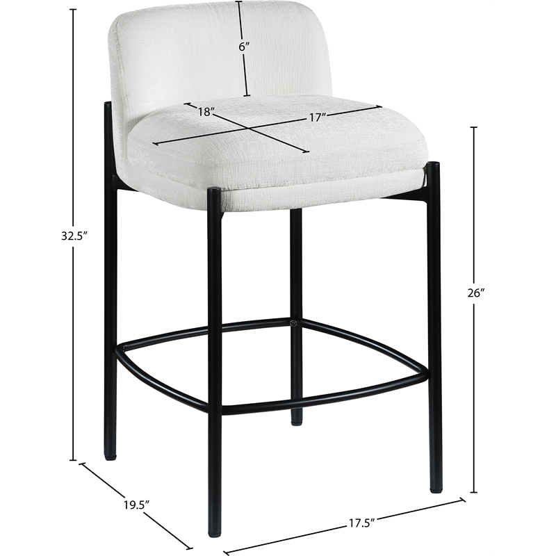 Meridian Furniture Burton Cream Chenille Fabric Stool (Set of 2)