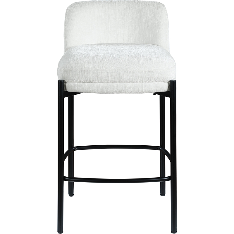 Meridian Furniture Burton Cream Chenille Fabric Stool (Set of 2)