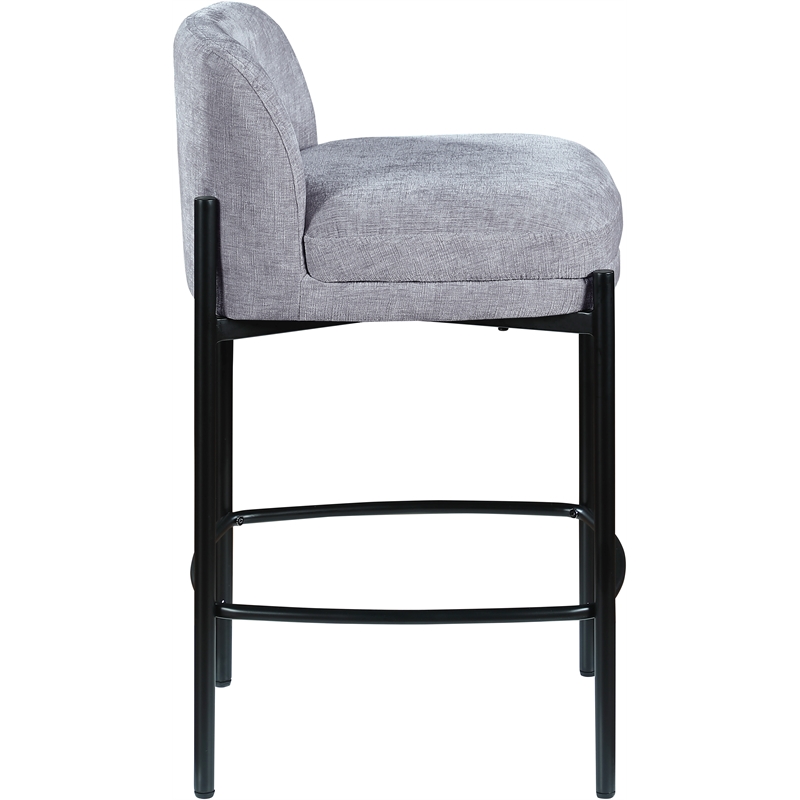 Meridian Furniture Burton Grey Chenille Fabric Stool (Set of 2)