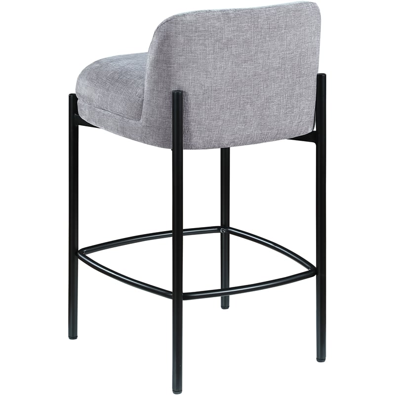 Meridian Furniture Burton Grey Chenille Fabric Stool (Set of 2)