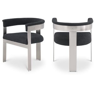 Meridian Furniture Romeo Black Boucle Fabric Dining Chair (Set of 2)