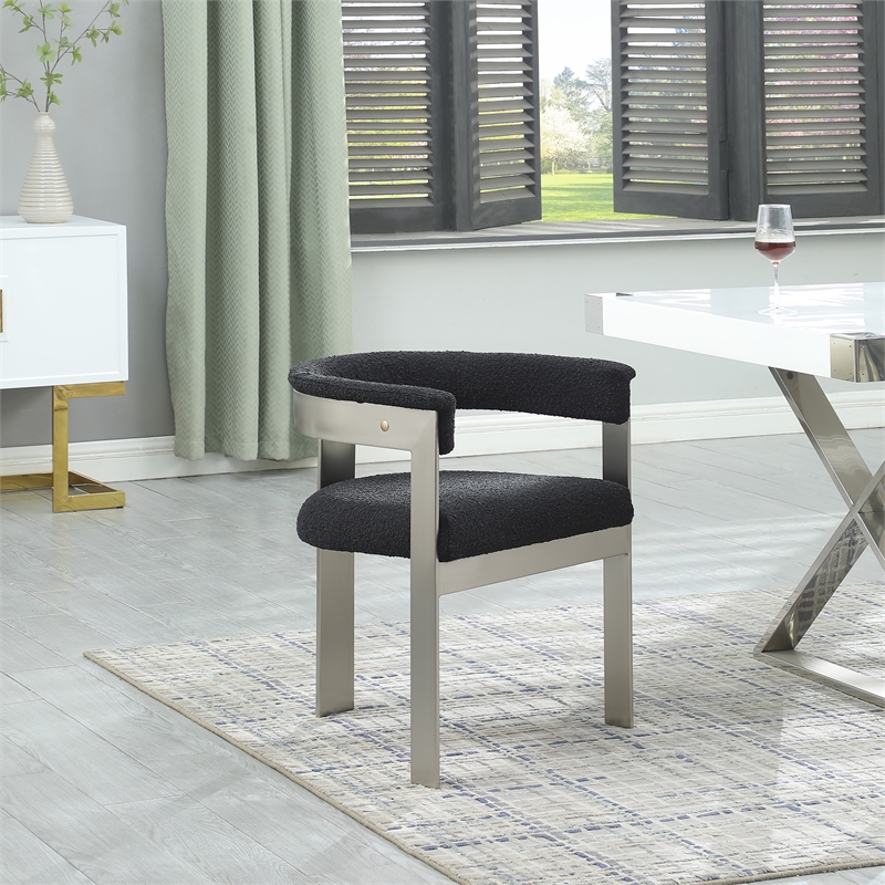 Meridian Furniture Romeo Black Boucle Fabric Dining Chair (Set of 2)